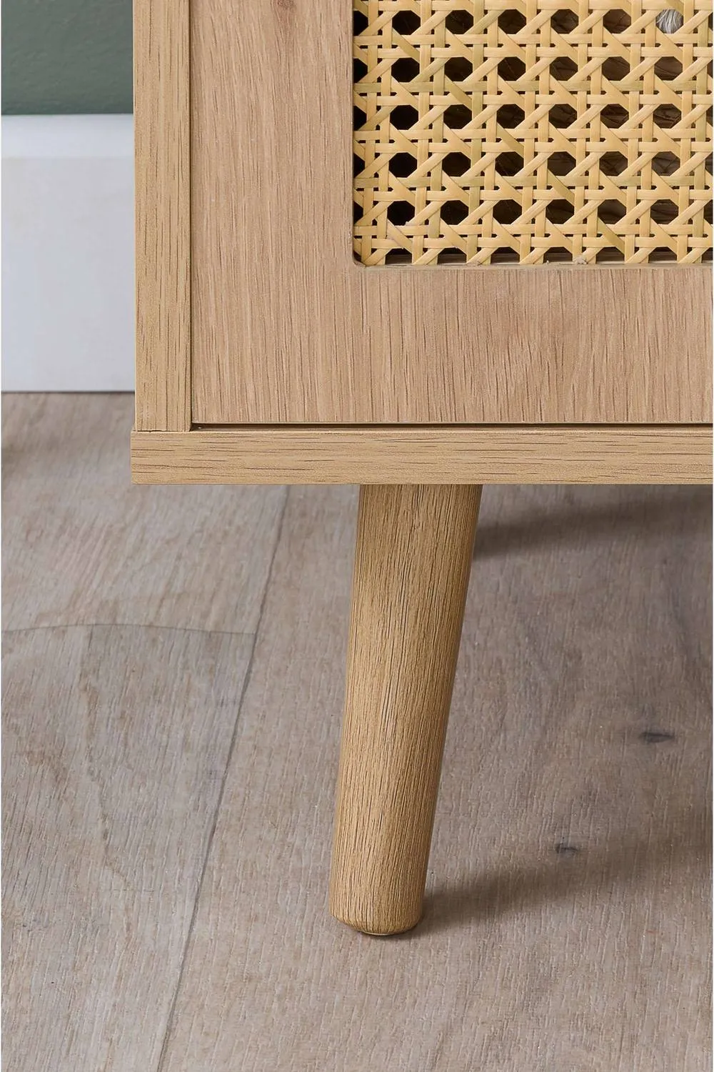 Birlea Croxley Small TV Unit Oak Rattan Entertainment Stand in Light Oak 4