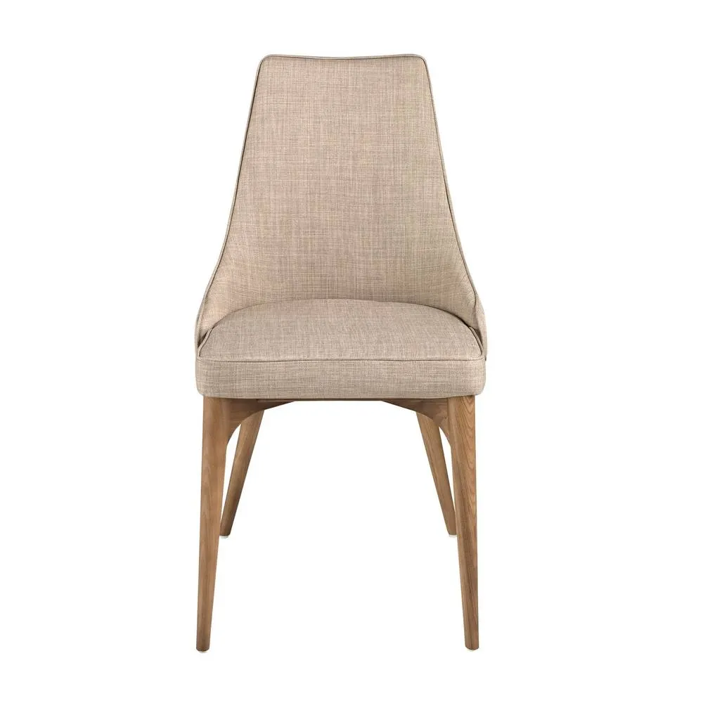 Angel Cerda Dining Chair, Light Beige Fabric, Walnut Legs 2