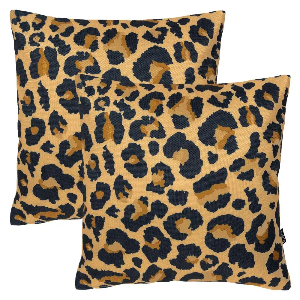 icon 2 Pack Cushion 43x43 Kyoto Fabric, New Leopard Print
