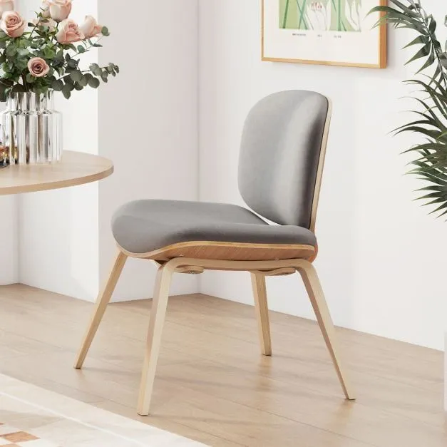 Costway Modern Accent Chair Upholstered Side Chair with Curved Backrest in Light Grey 3