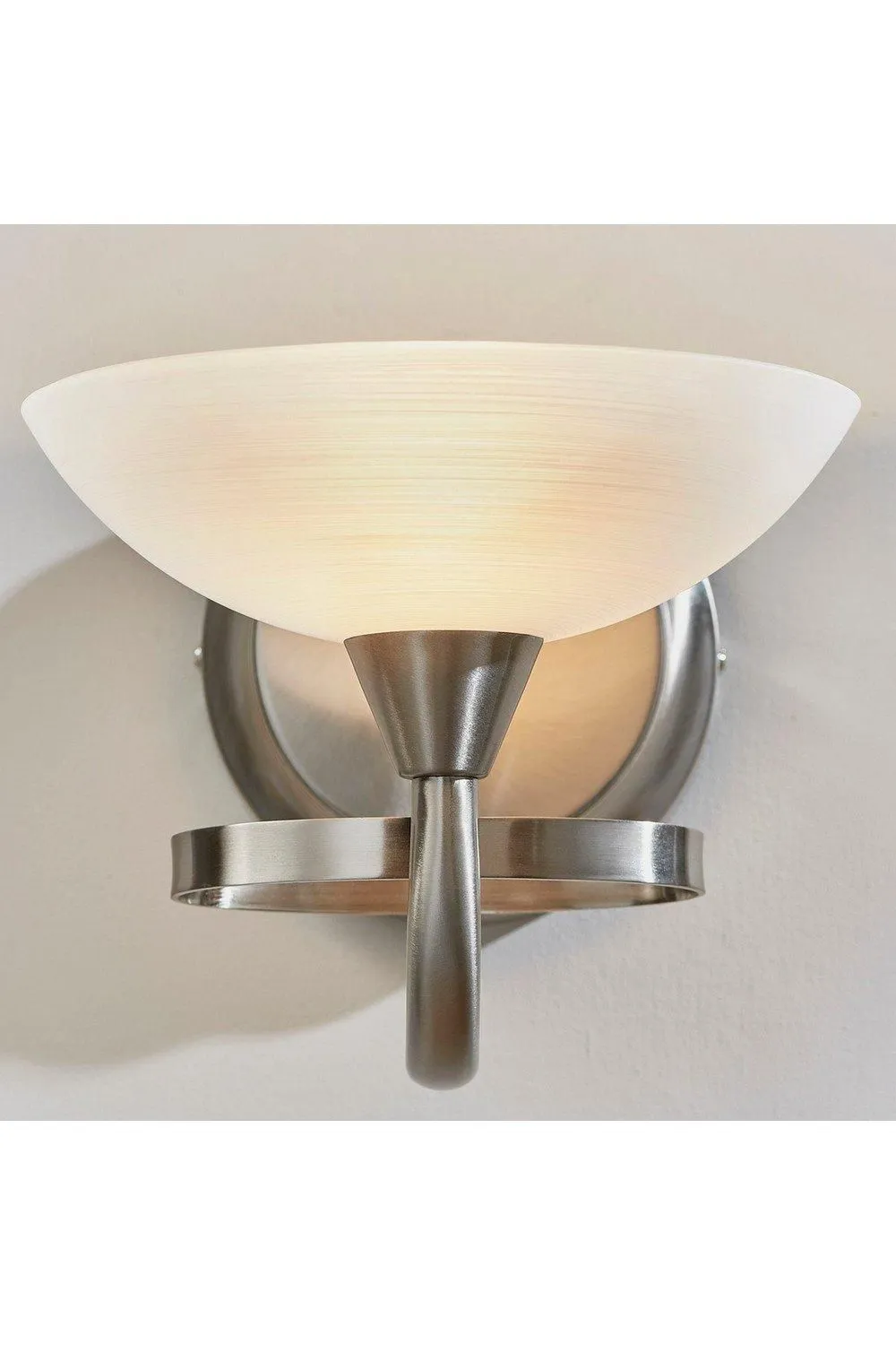 Netlighting Cagney 1 Light Wall Light Satin Chrome with White Painted Glass Shade G9 in Grey 5