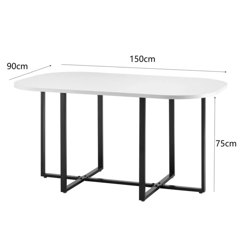 Comfy Living Ltd White 150cm Square Dining Table Set with 6 Grey Chairs 2