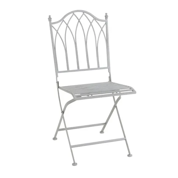 Foldable 2 Seater Wrought Iron Grey Bistro Set 5