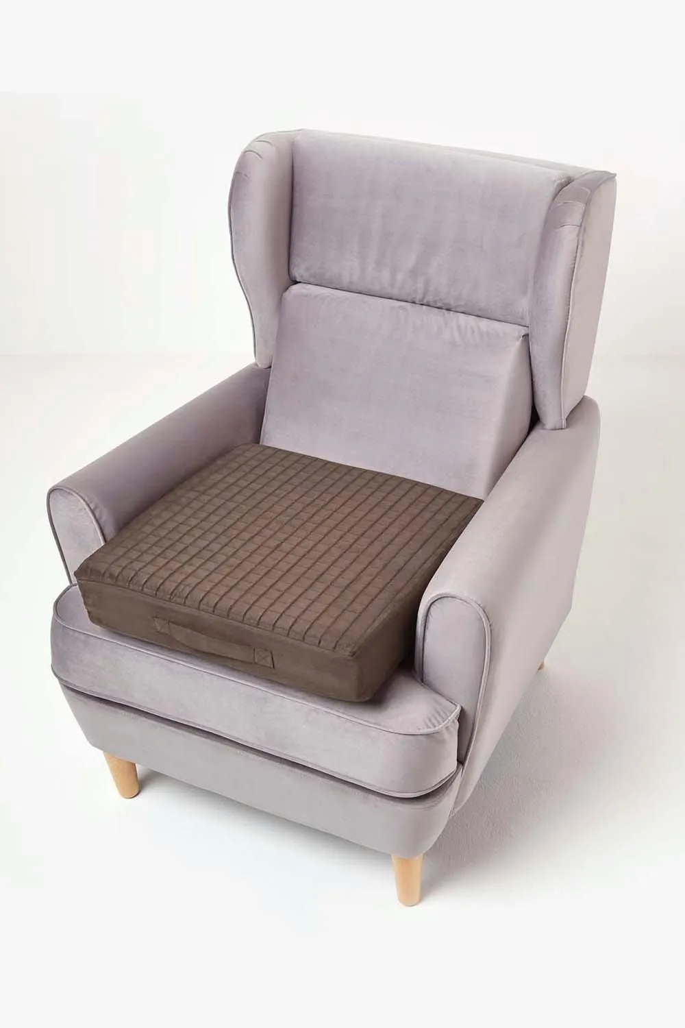 Homescapes Quilted Polyester Armchair Booster Cushion Cover in Chocolate 6