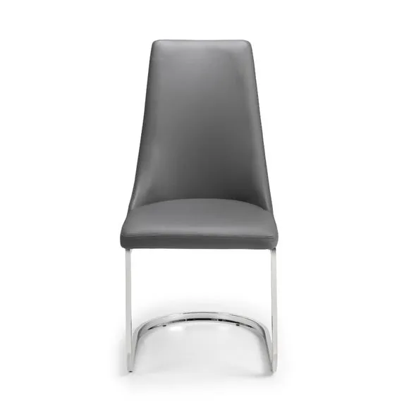 Como Set of 2 Dining Chairs, Grey Faux Leather 4