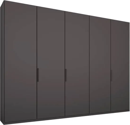 Caren 5 door 250cm Hinged Wardrobe, Graphite Grey Frame/ Matt Graphite Grey Doors