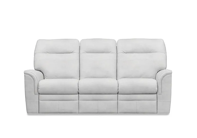 Hudson 23 Leather 3 Seater Recliner Sofa with Headrests and Power Lumbar - Roma Chalk