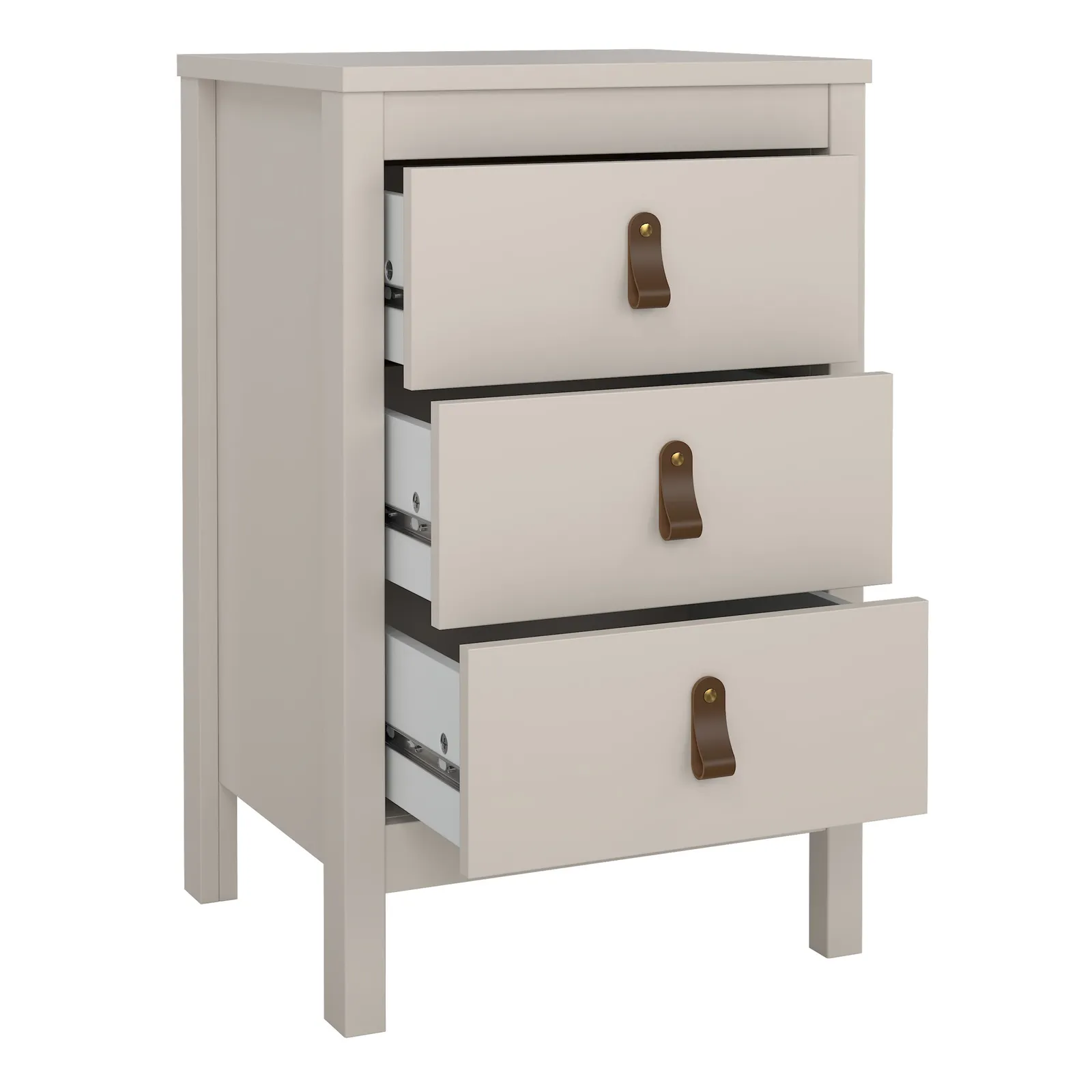 Furniture To Go Barcelona Bedside Table 3 Drawers in Cashmere in Beige 6