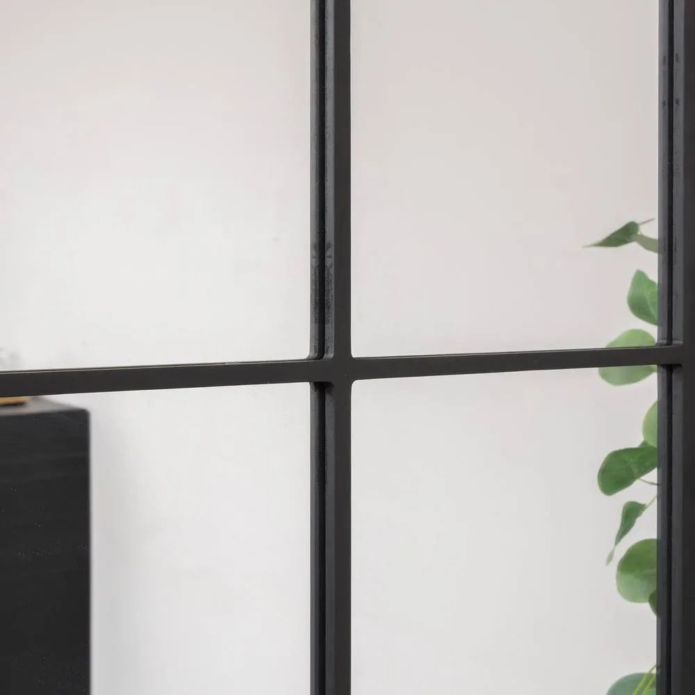 Melody Maison Black Arched Window Wall Mirror - 100cm X 70cm 5