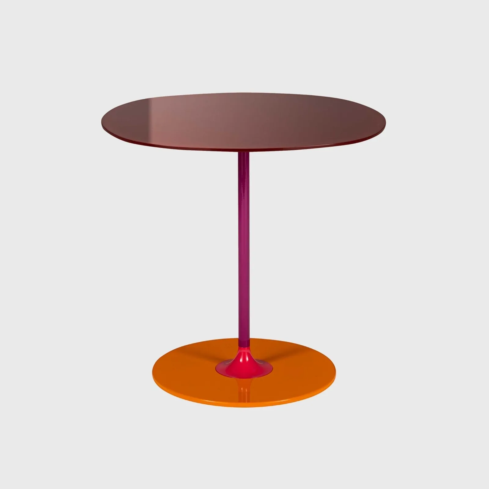 Kartell Thierry Side Table 45X45X45 Burgundy, Round, Red Glass | Barker & Stonehouse