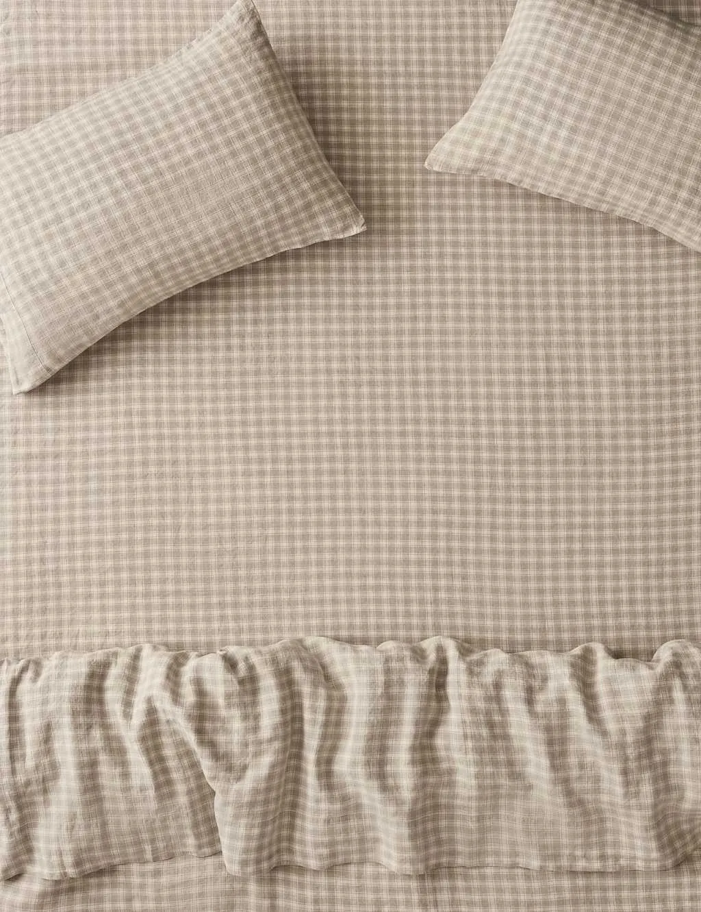 Piglet In Bed Pure Linen Patterned Fitted Sheet Taupe