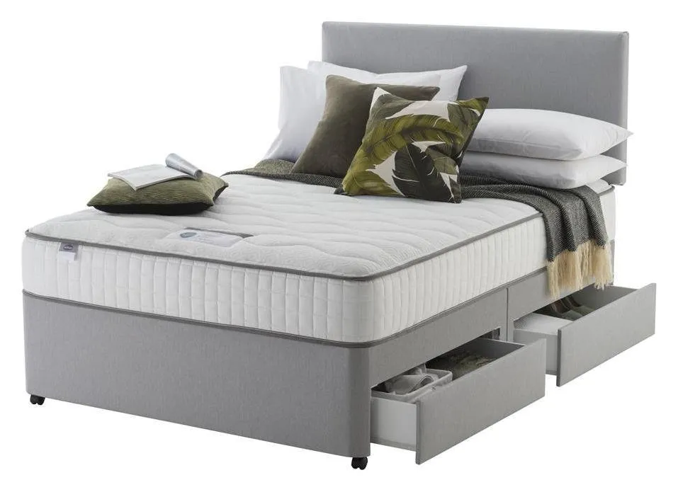 Silentnight Middleton Double 800 Pkt Memory 4Drw Divan -Grey