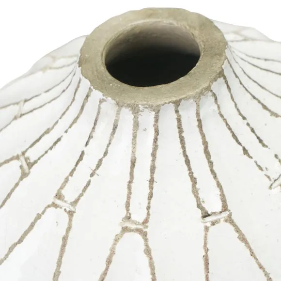 Pacific Gaudi White Stoneware Geometric Vase, White 3