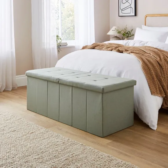 Faux Linen Bed Ottoman 1