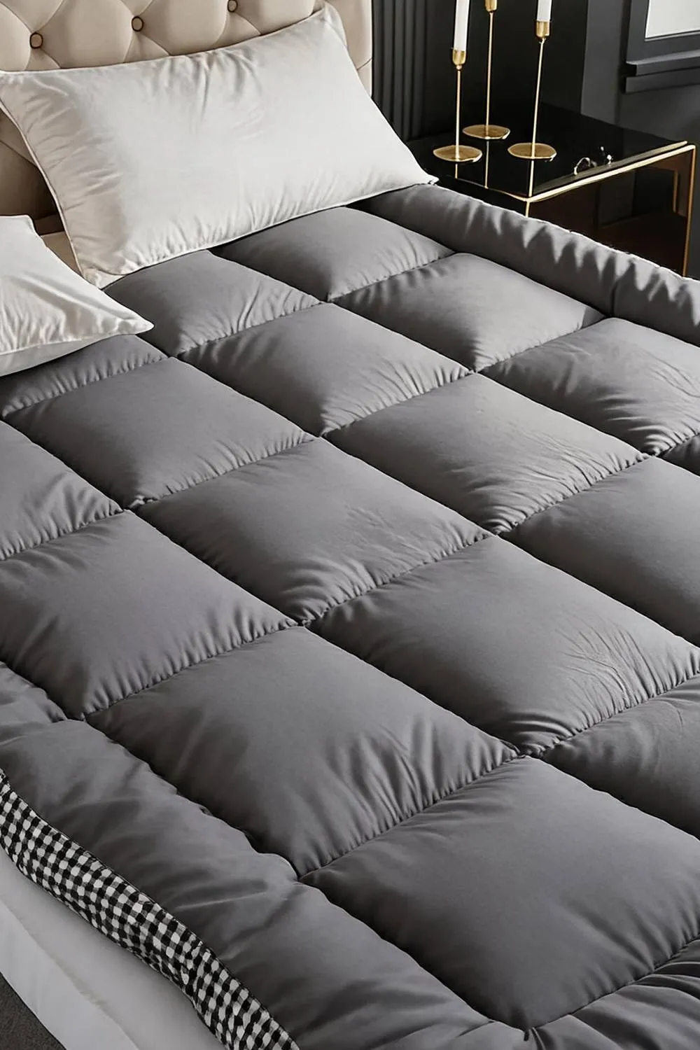 Living and Home 10cm Comfortable Quilted Mattress Topper in Grey