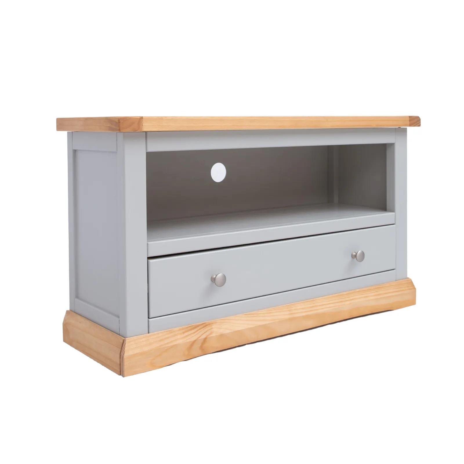 Cabinet Bits Bomporto Light Grey 1 Drawer TV Cabinet Chrome Knob 2