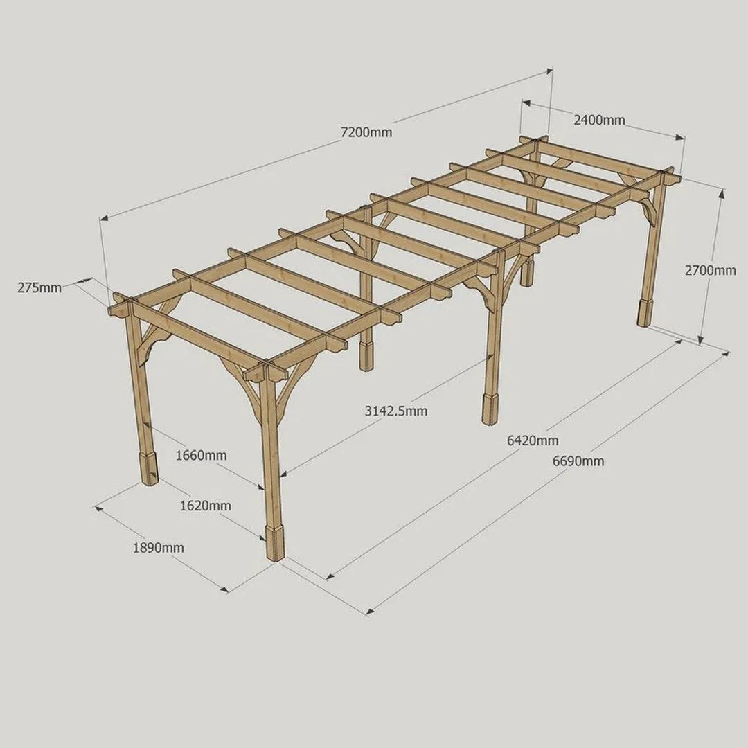Rutland County Garden Furniture Ltd Premium Pergola 6 Posts - Wood - L240 x W720 x H270 cm - Light Green in Brown 4