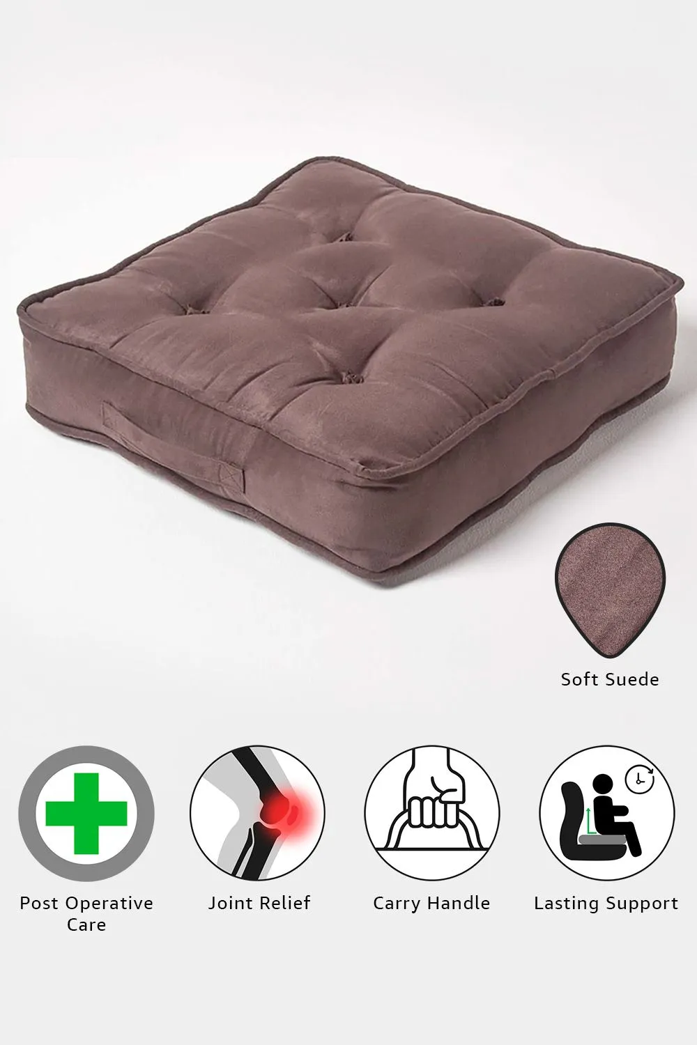 Homescapes Faux Suede Armchair Booster Cushion in Chocolate 5