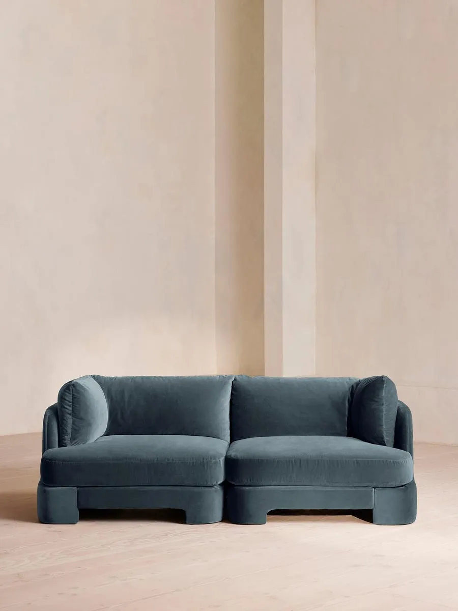 Odell Modular Sofa, Three Seater, Velvet, Grey Blue