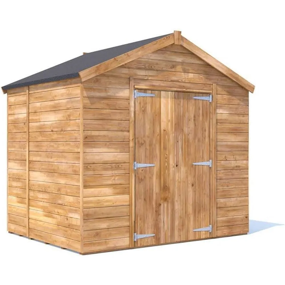 Dunster House Wooden Bike Shed 2.4x1.8m 12mm Walls Garden Apex Roof Overlord Modular in Brown