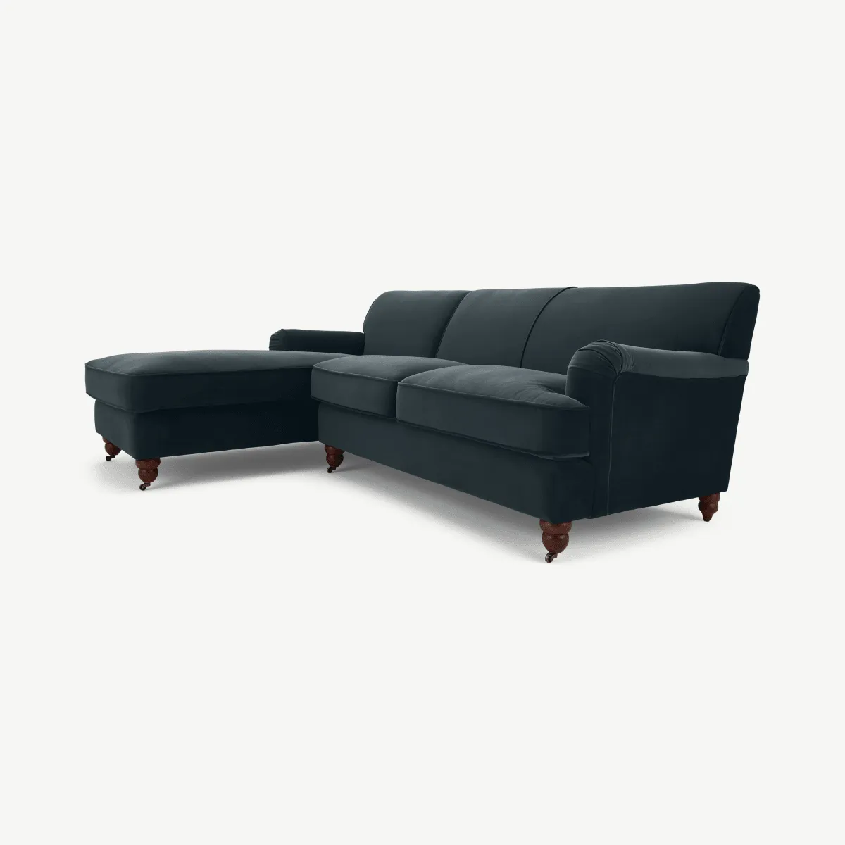Orson Left Hand Facing Chaise End Corner Sofa, Midnight Grey Velvet