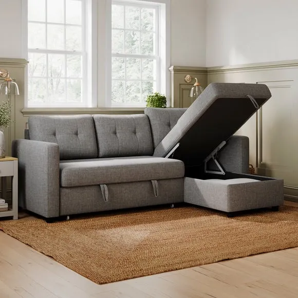 Barker Flatweave Trundle Corner Chaise Sofa Bed 3