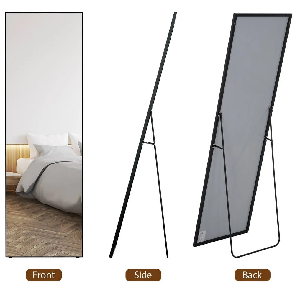 HOMCOM Full Length Mirror, Standing or Wall-Mounted Dressing Mirror, Black 4