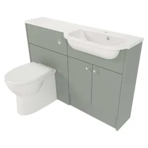 Deccado Benham Willow Green Slimline Fitted Vanity & Toilet Pan Unit Combination with RH Basin - 1200mm 2