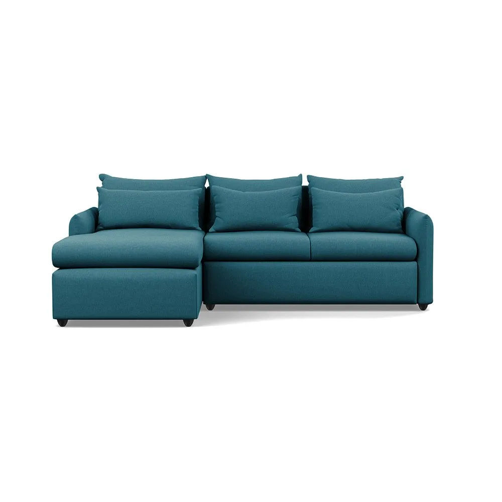 Heal's Pillow Medium LHF Corner Chaise Sofa Brushed Cotton Cadet Black Feet