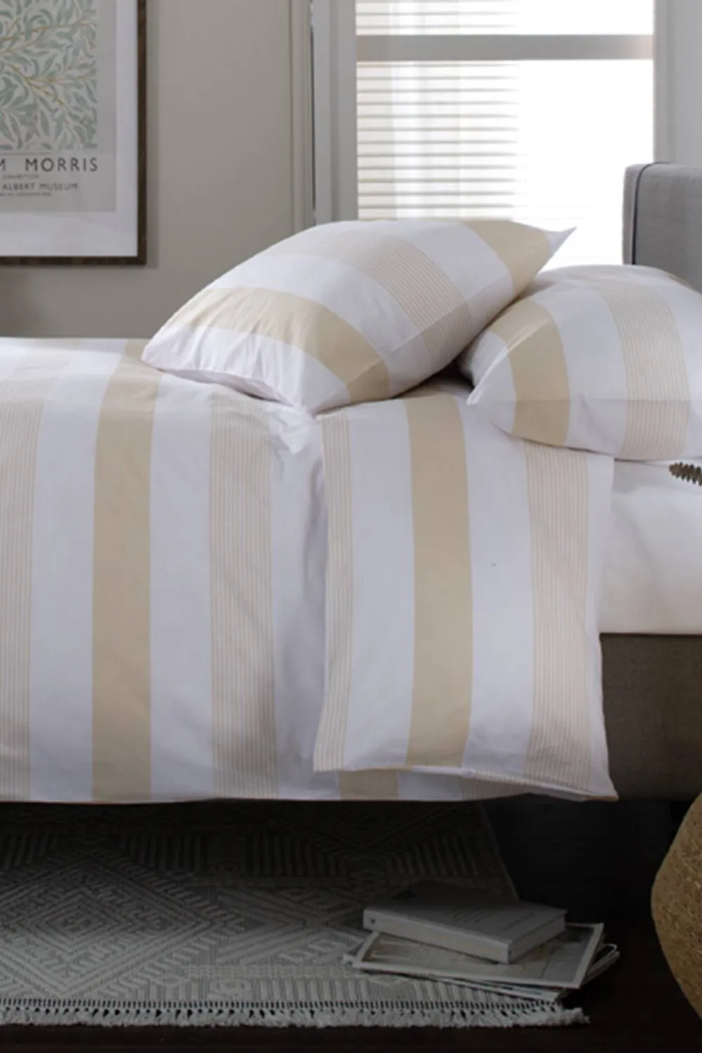 The Lyndon Company Next Level 100% Duvet Cover Set with Cuff Detailing in Beige 5