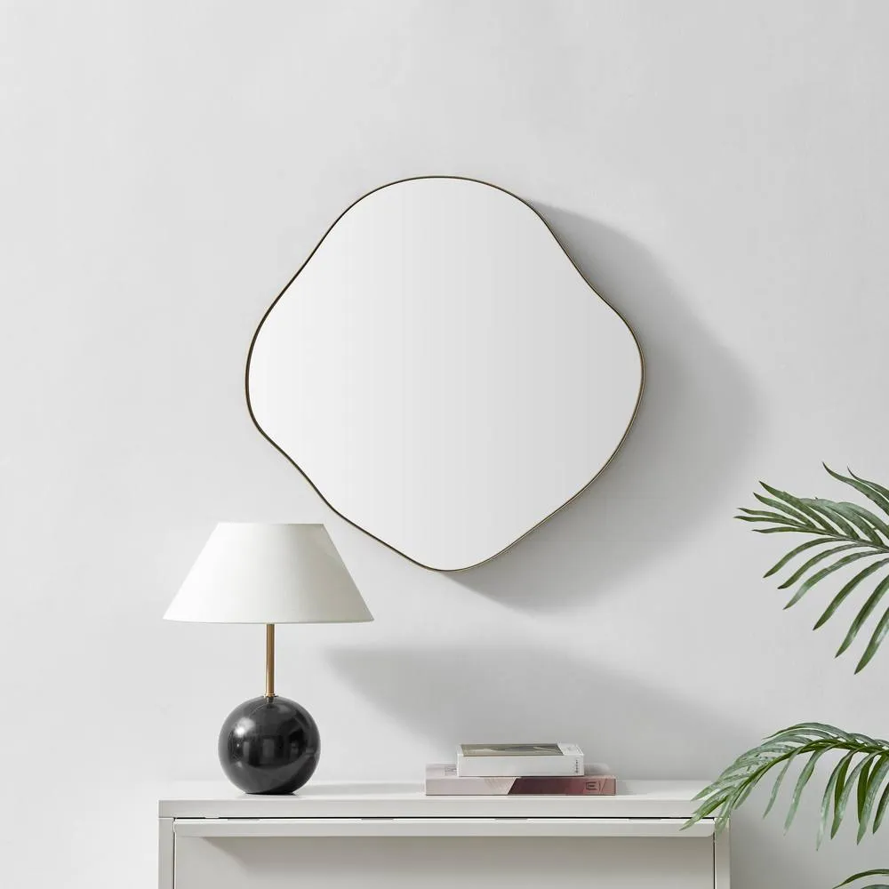 FurnitureboxUK Vita Gold Metal Small 60x60cm Pebble Shape Wall Mirror 2