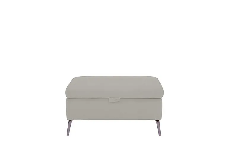 Jude Leather Storage Footstool - Lead Grey