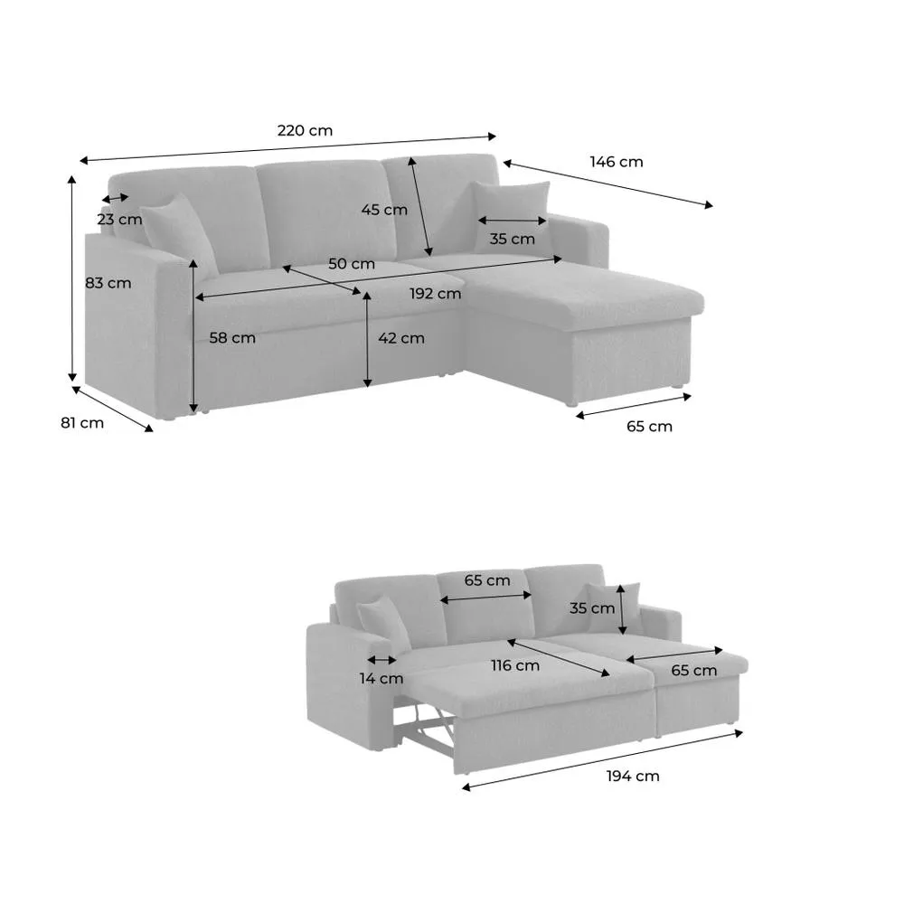 sweeek 3-seater Reversible Corner Sofa Bed With Storage in Light Grey 5