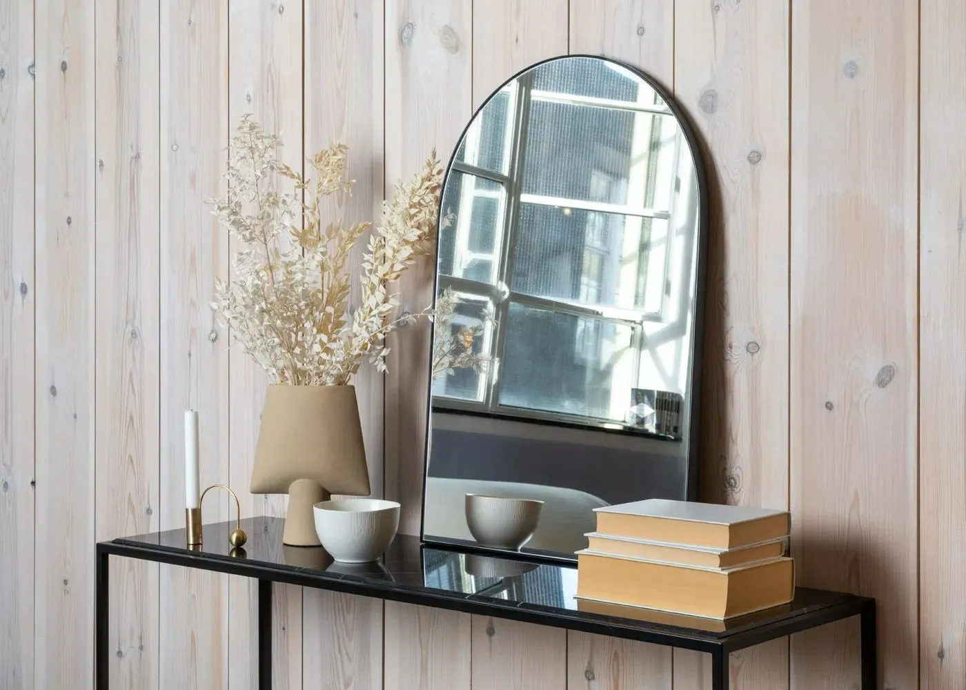 Heal's Fine Edge Arch Wall Mirror Black 2
