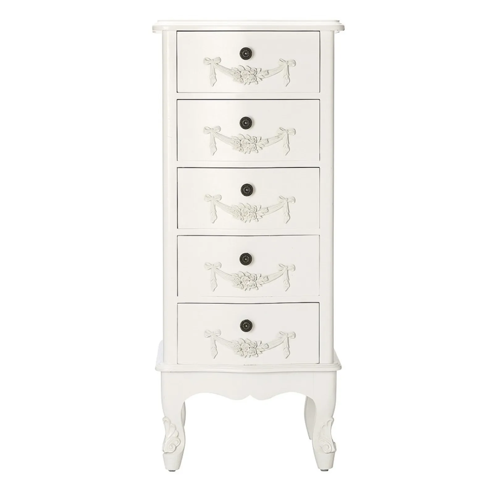Toulouse Ivory 5 Drawer Tallboy White