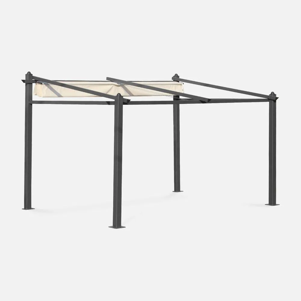 sweeek 3x4m Outdoor Retractable Aluminium Pergola With Canopy in White 2