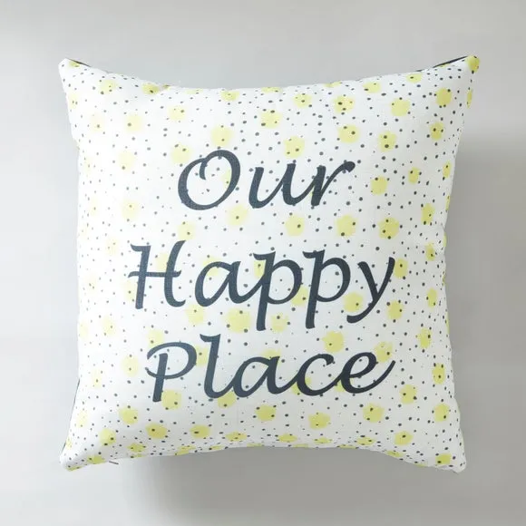 Happy Place Slogan Cushion