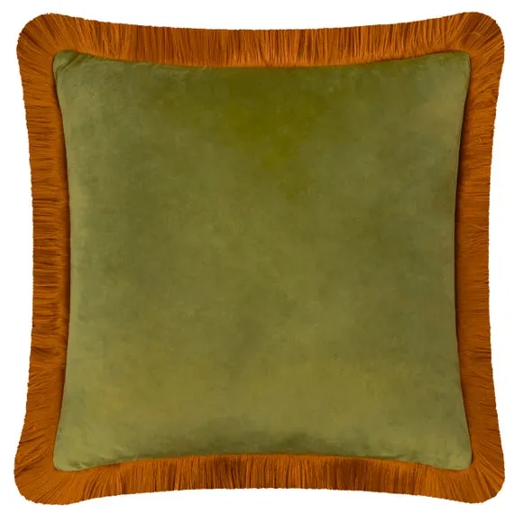 Furn. Halo Fringed Velvet Square Cushion 2