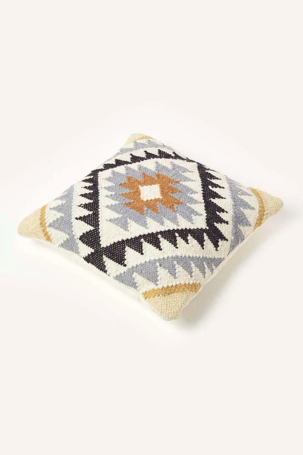 Homescapes Handwoven Kilim Cushion with Feather Filling in Gold 5