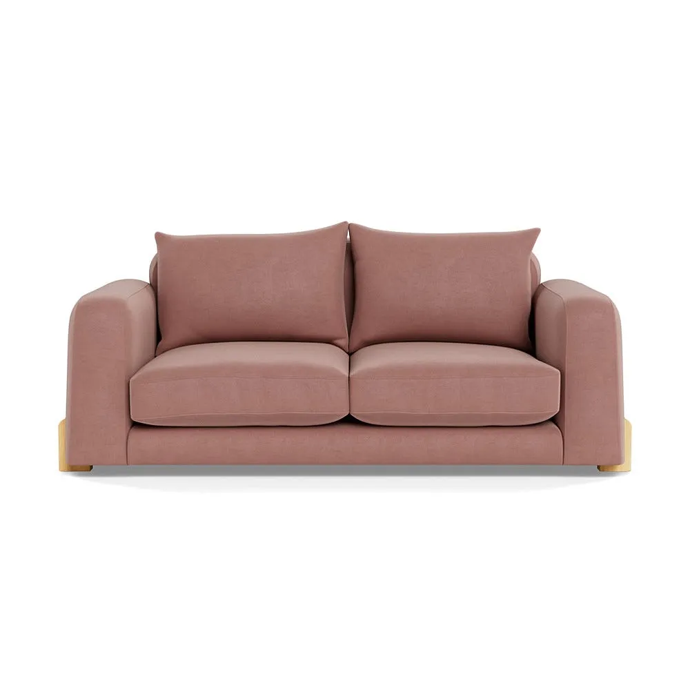 Heal's Nuvola 2 Seater Sofa Smart Luxe Velvet Dusky Pink Natural Oak Feet 1
