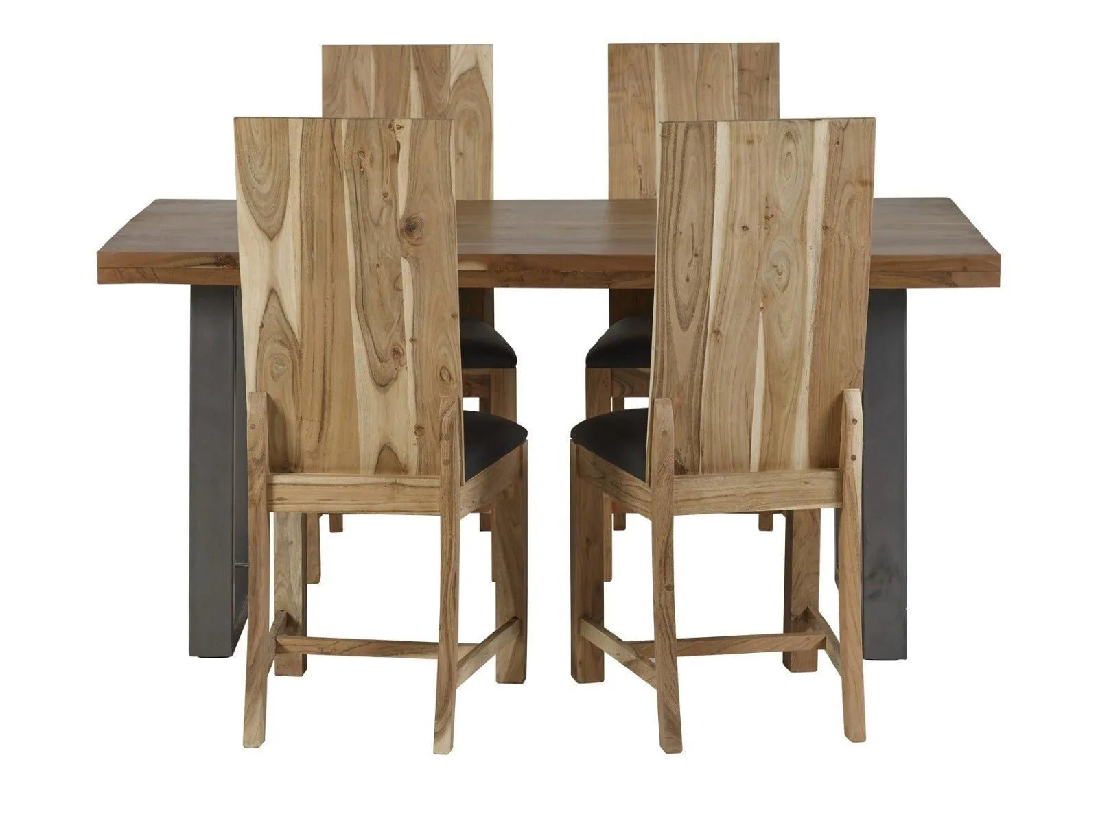 IH Design Hortence Industrial Rectangular 6 Seater Dining Table in Brown 3