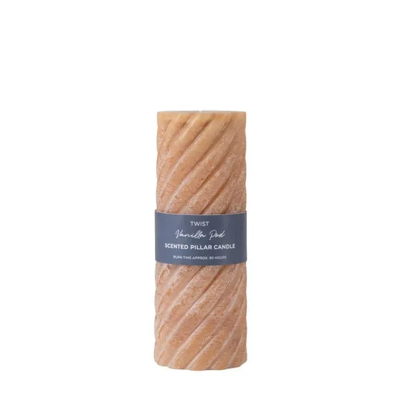 Cedar & Sage Set of 2 Vanilla Twist Pillar Candles 1