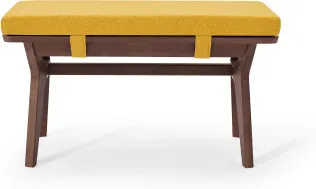 Jenson End-of-Table Dining Bench, Yellow & Dark Stain Oak