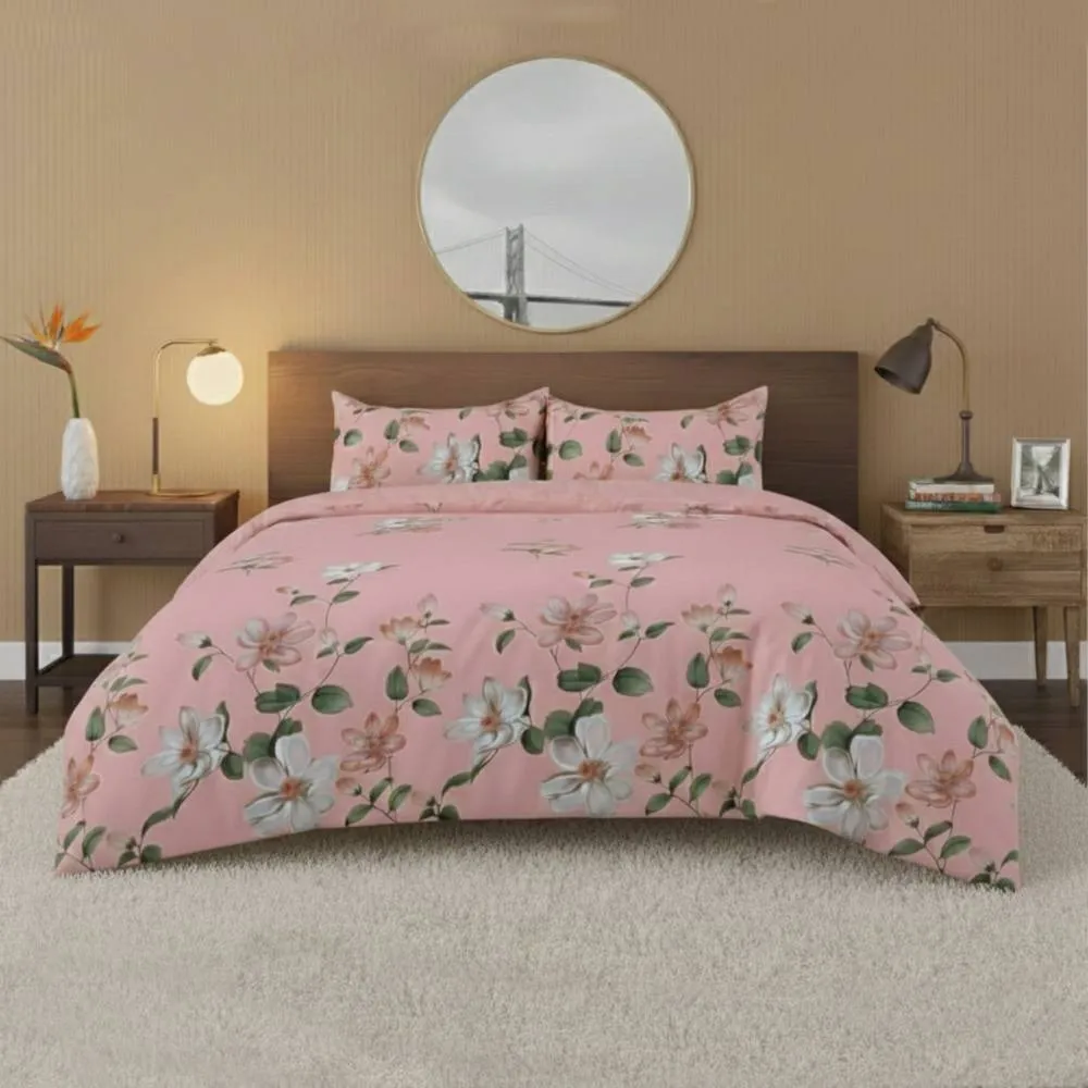 Snug City Flower Complete Bedding Set Duvet Cover Set Pillowcase Fitted Sheet in Pink