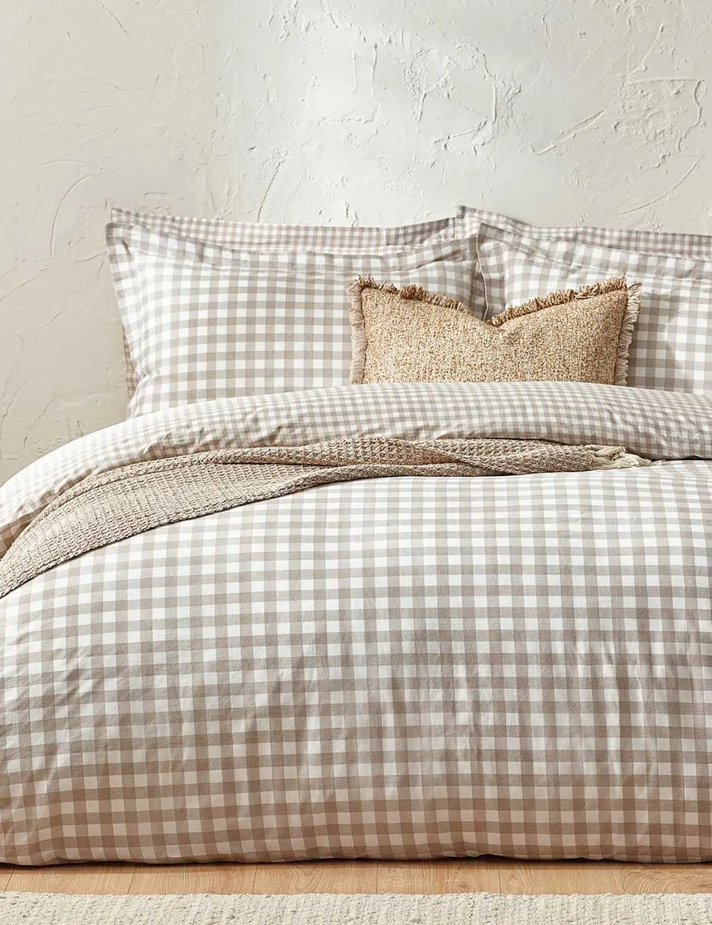 YARD Washed Cotton Barton Gingham Bedding Set Natural Mix