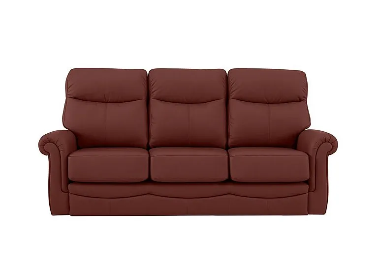 Avon 3 Seater Leather Sofa - No Recliner - Capri Claret