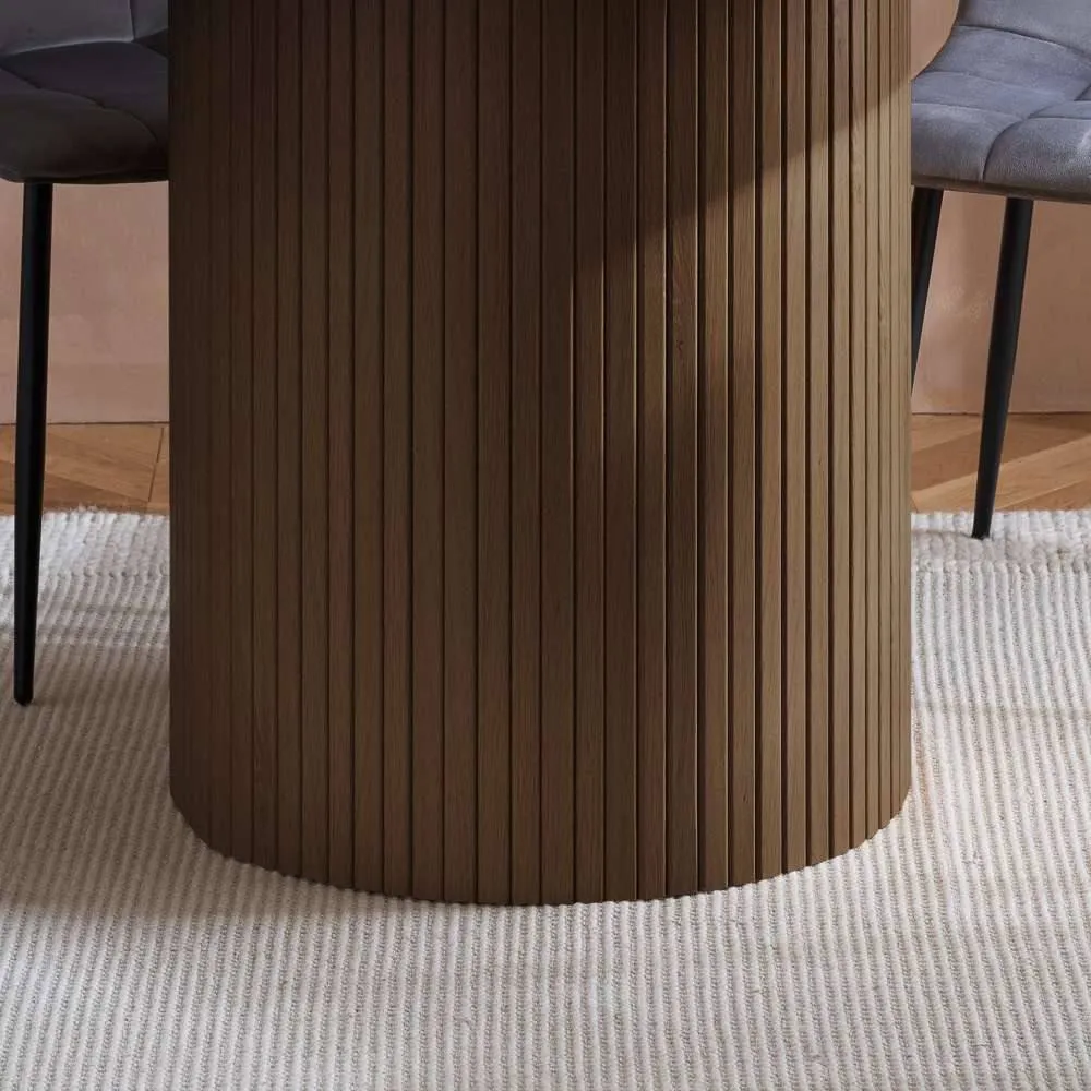 Birlea Axel Round Fluted Dining Table in Brown 6