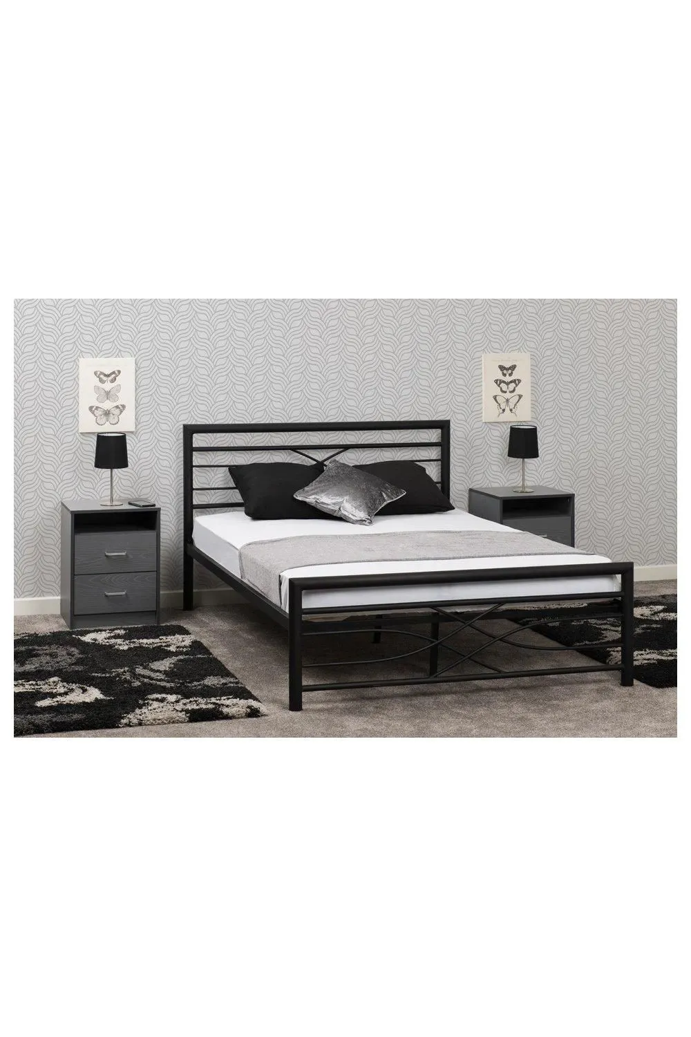 Seconique Kelly 4'6" Double Bed in Black