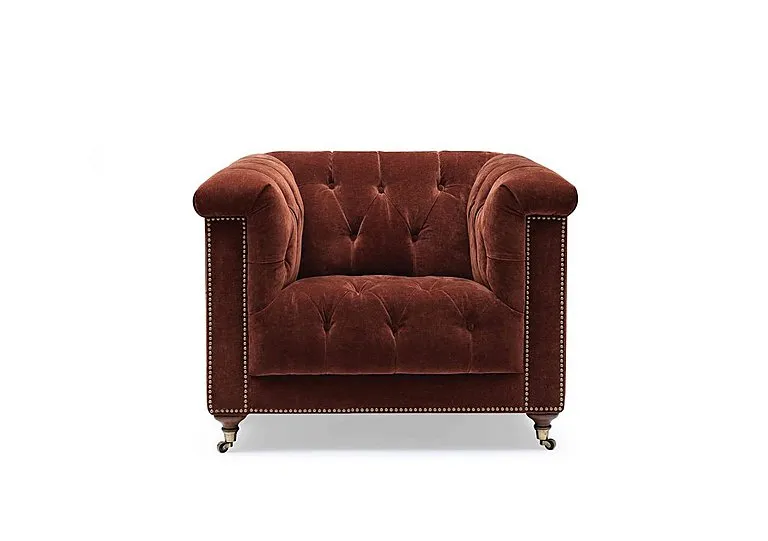 Wallace Fabric Chesterfield Chair - Tawny