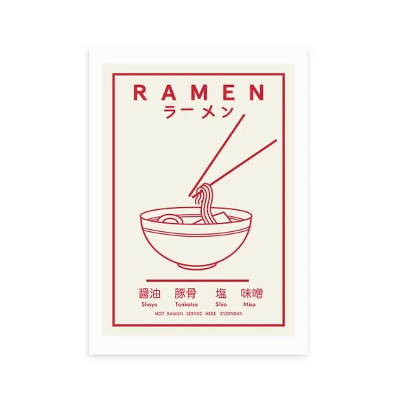 East End Prints Ramen (Red & White) Print 2